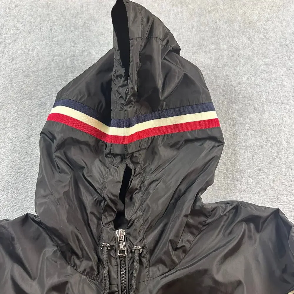 Moncler Grimpeurs Hooded Windbreaker Jacket Black Tricolor Trim Size 3 / Large